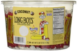 Atkinson Coconut Long Boys Caramel Candy Tub 130ct